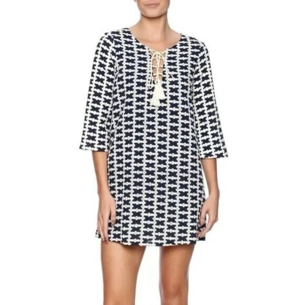 Knit Mini Dress Womens S Lace Up Boho